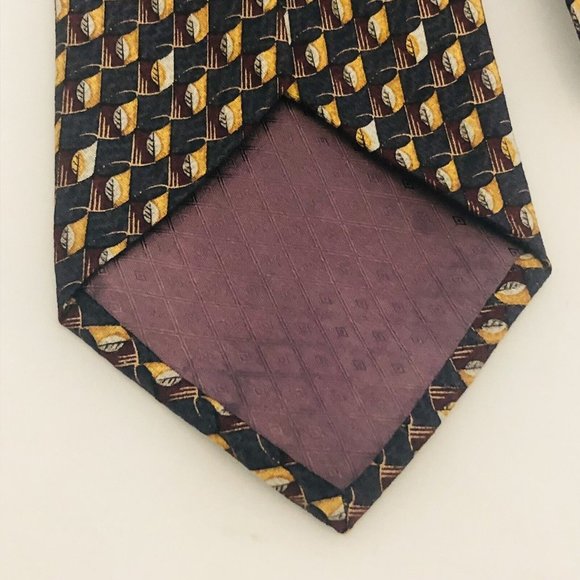 Two Bugatti Italian 100% Silk Ties Blue Abstact Fall Leaf Pattern - Picture 12 of 12